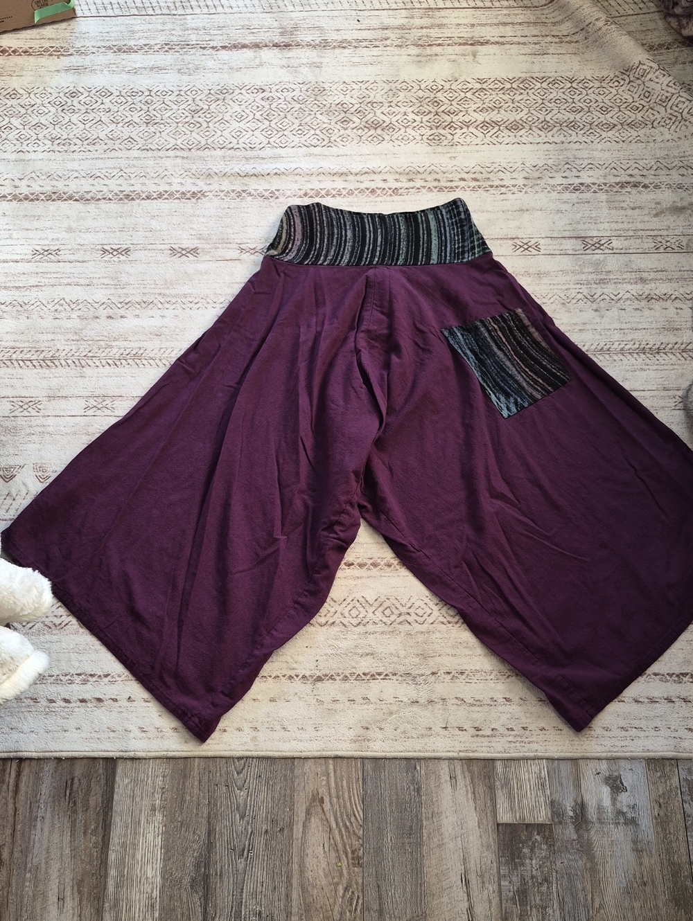 Women’s Harem Pants with Striped Waistband - Purple